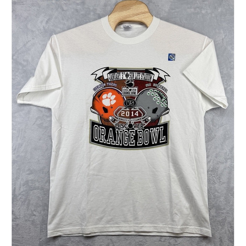 Jerzees 2014 Orange Bowl Shirt Clemson Tigers vs Ohio State Buckeys Mens Size XL